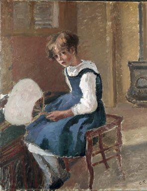 Camille Pissarro Jeanne Holding a Fan, oil on canvas painting by Camille Pissarro oil painting image